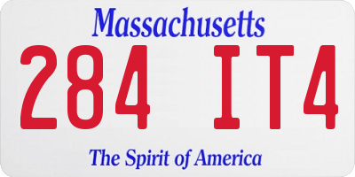 MA license plate 284IT4
