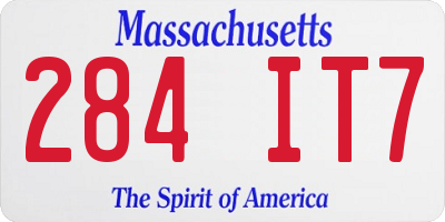 MA license plate 284IT7