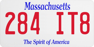 MA license plate 284IT8