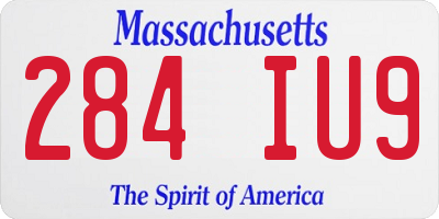 MA license plate 284IU9