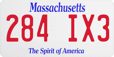 MA license plate 284IX3
