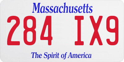 MA license plate 284IX9