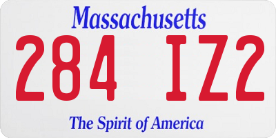 MA license plate 284IZ2
