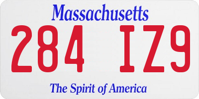 MA license plate 284IZ9