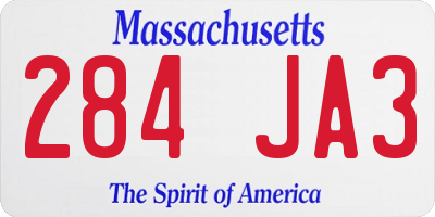 MA license plate 284JA3