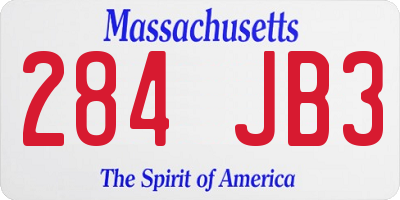 MA license plate 284JB3