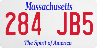 MA license plate 284JB5