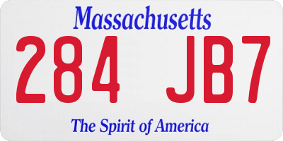 MA license plate 284JB7
