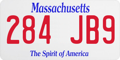 MA license plate 284JB9