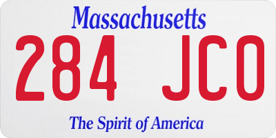 MA license plate 284JC0