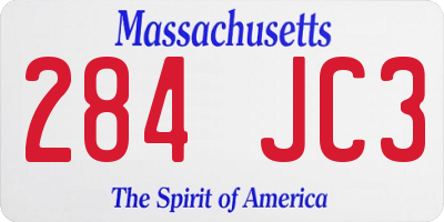 MA license plate 284JC3