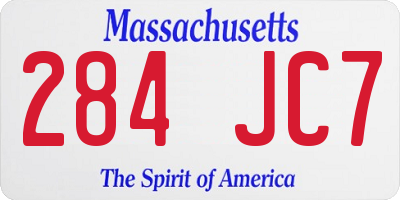 MA license plate 284JC7