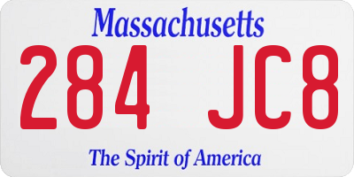 MA license plate 284JC8