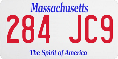 MA license plate 284JC9
