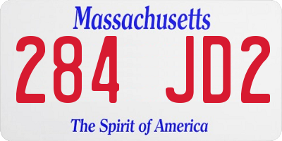 MA license plate 284JD2