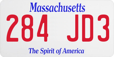 MA license plate 284JD3