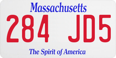 MA license plate 284JD5