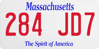 MA license plate 284JD7