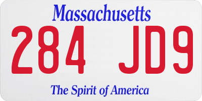 MA license plate 284JD9