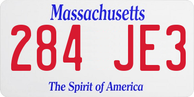 MA license plate 284JE3