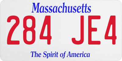 MA license plate 284JE4
