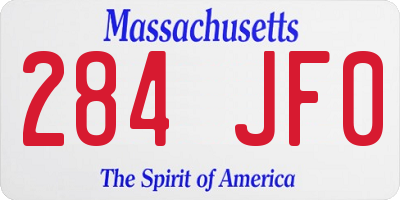 MA license plate 284JF0