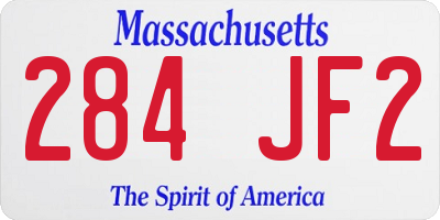MA license plate 284JF2