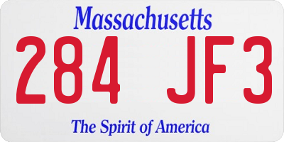 MA license plate 284JF3