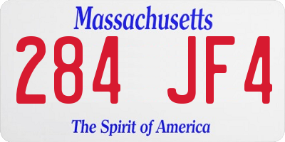 MA license plate 284JF4