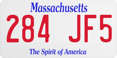 MA license plate 284JF5