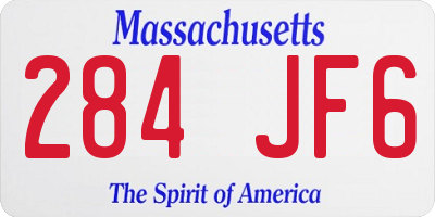 MA license plate 284JF6