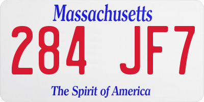 MA license plate 284JF7
