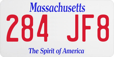 MA license plate 284JF8