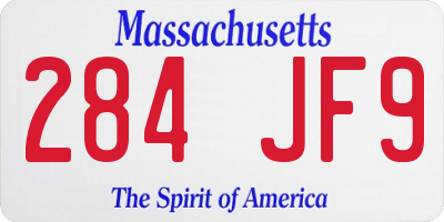 MA license plate 284JF9