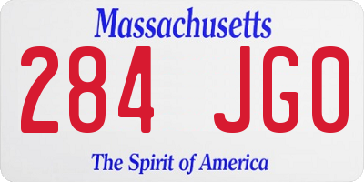 MA license plate 284JG0