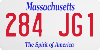 MA license plate 284JG1