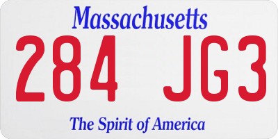 MA license plate 284JG3