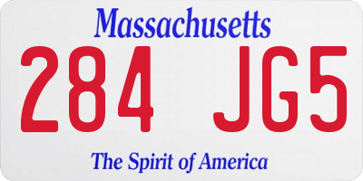 MA license plate 284JG5