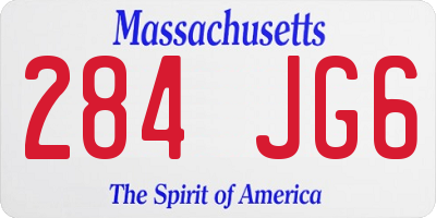 MA license plate 284JG6