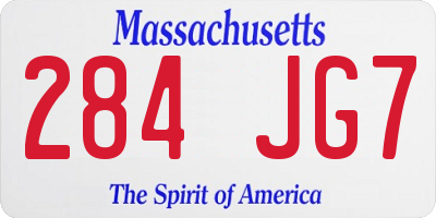 MA license plate 284JG7