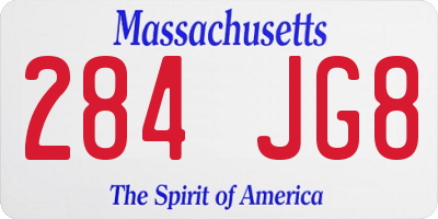 MA license plate 284JG8