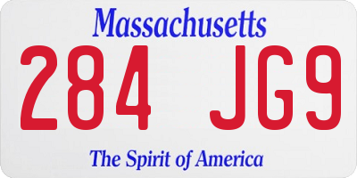 MA license plate 284JG9