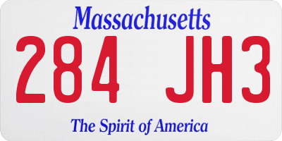 MA license plate 284JH3