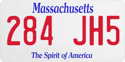 MA license plate 284JH5