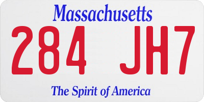 MA license plate 284JH7