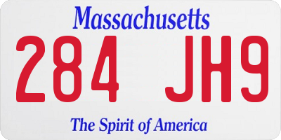 MA license plate 284JH9
