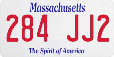 MA license plate 284JJ2