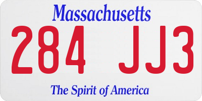 MA license plate 284JJ3