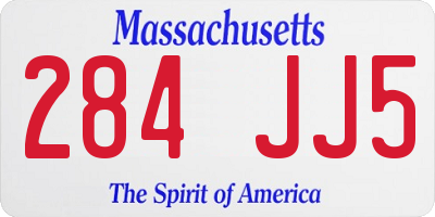 MA license plate 284JJ5