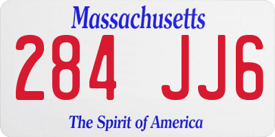 MA license plate 284JJ6